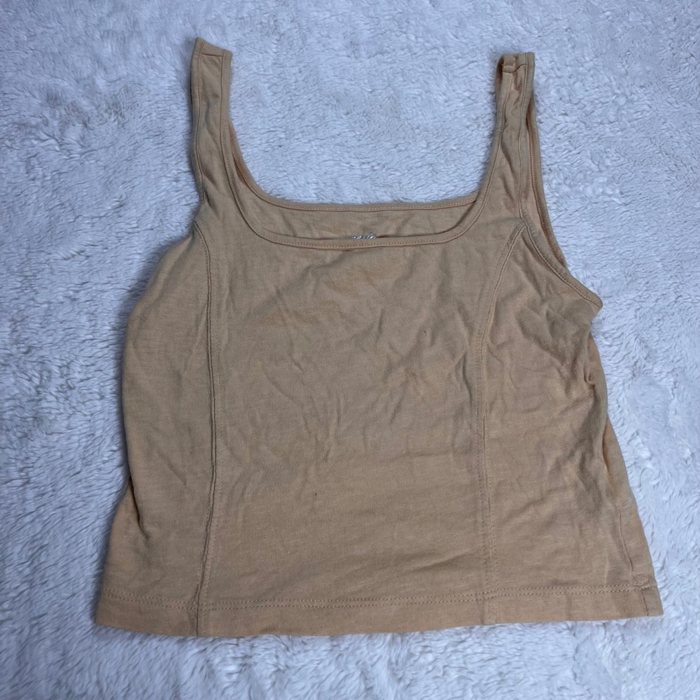 Aerie Women's Tank Top Square Neck Ribbed Knit Peach Size Small NWOT